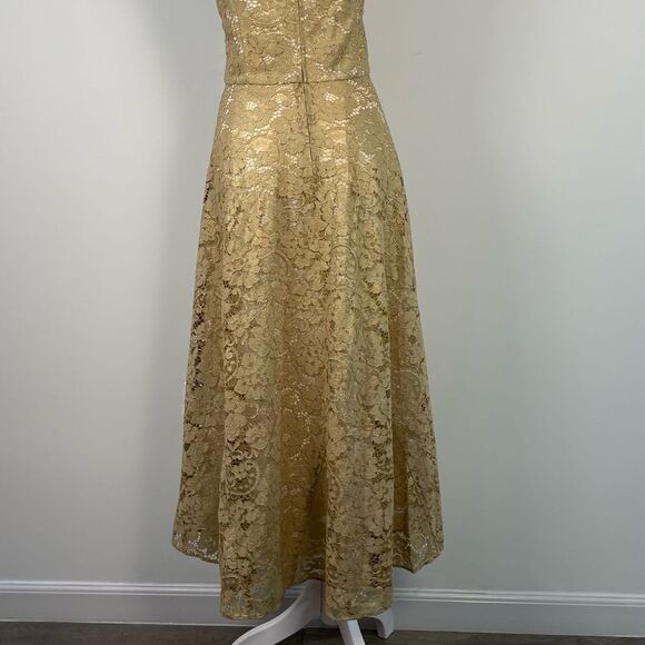 Lilly Pulitzer Aubrianna Strapless Gold Lace Midi Dress Size 8 NEW Event Wedding - Picture 9 of 11